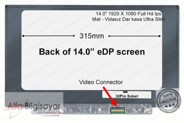 HP 340S G7 (2D194EA) 14.0 inç 30pin Lcd Panel Ekran Slim Led