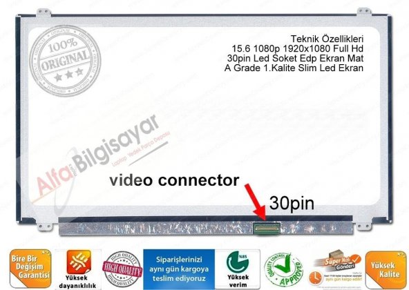 N156BGE-E42 uyumlu Full Hd 1080p Ekran Lcd Panel 15.6 30 pin Slim Led