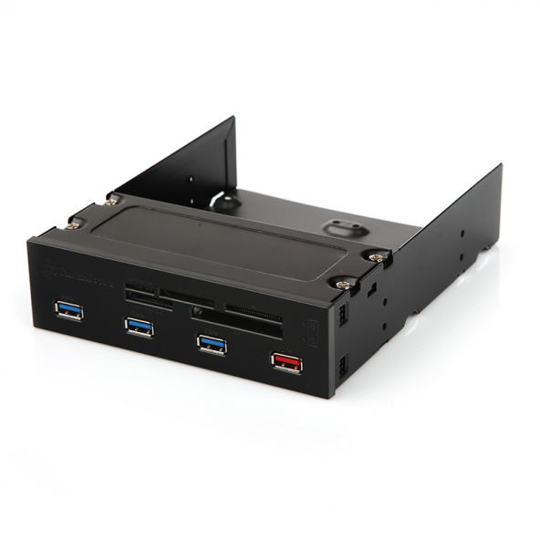SilverStone 3 Adet USB 3.0 ve 1 Adet Hızlı Şarj Portlu Çoklu Kart Okuyuculu 2 Adet SSD Takılabilen 5 25" Ön Panel (19 pin Bağlantılı) (SST-FP56B)