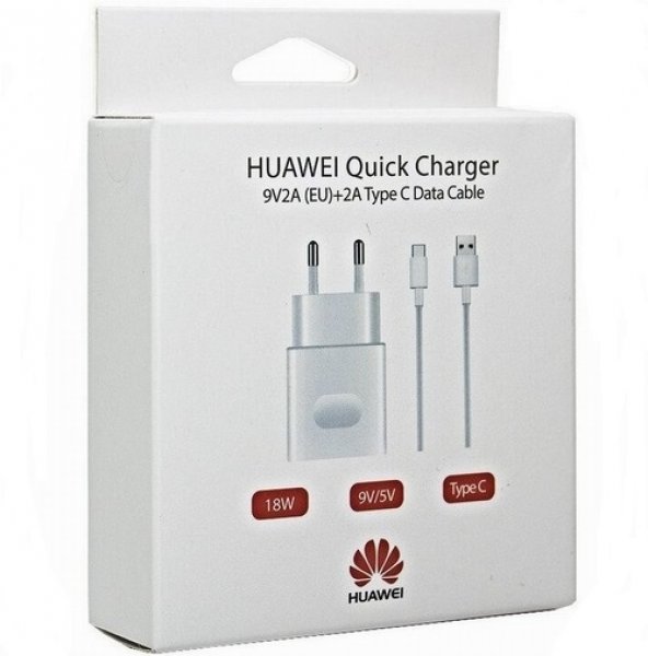 Day Huawei P20 Lite Orijinal 18W 5V 2A Hızlı Şarj Aleti + Type-C Kablo İTHALATÇI GARANTİLİ