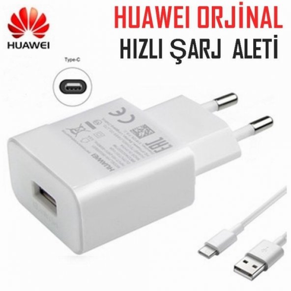 Day Huawei Mate 20 Lite Orijinal 18W 5V 2A Hızlı Şarj Aleti + Type-C Kablo İTH. GARANTİLİ