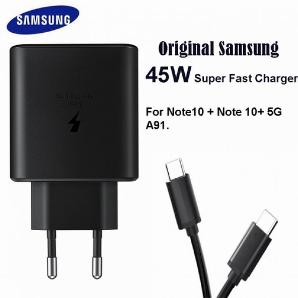 Day Samsung Galaxy Note 10 Orij. 45W Type-C Hızlı Şarj Cihazı Siyah EP-TA845XWEGWW