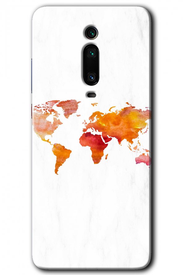 Xiaomi Mi 9T Kılıf HD Desen Baskılı Arka Kapak - Dünya Haritası