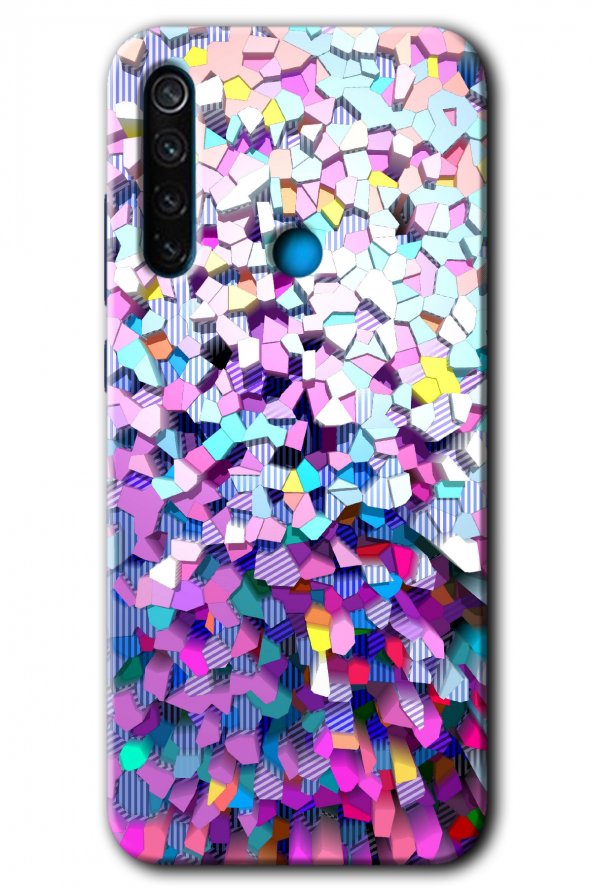 Redmi Note 8 Kılıf HD Desen Baskılı Arka Kapak - Mosaic Fragments Colorfull