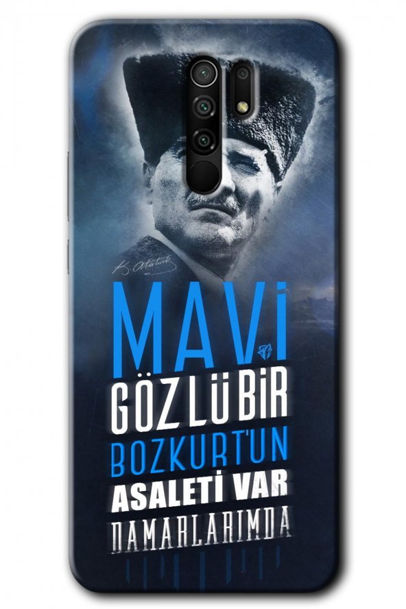 Redmi 9 Kılıf HD Desen Baskılı Arka Kapak - Bozkurt Atatürk