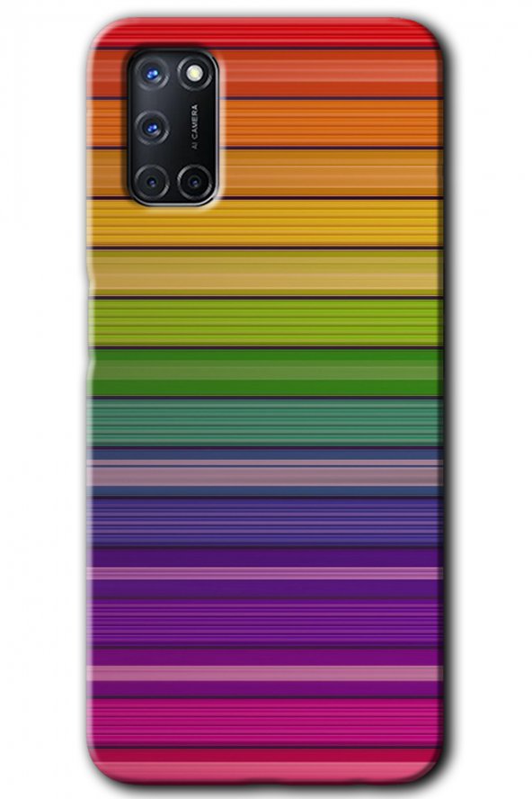 Oppo A52 Kılıf HD Desen Baskılı Arka Kapak - Colorful Lines