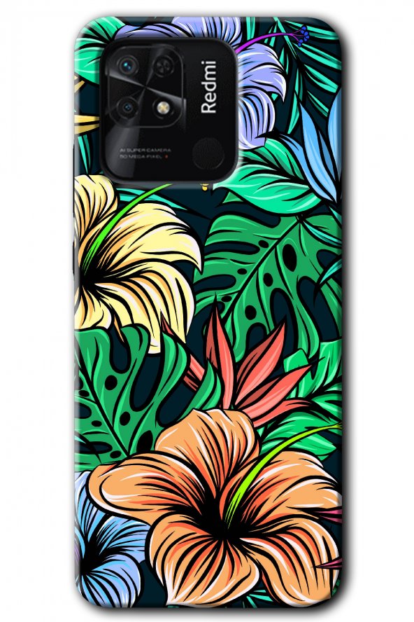 Redmi 10C Kılıf HD Desen Baskılı Arka Kapak - Hibiscus Flowers