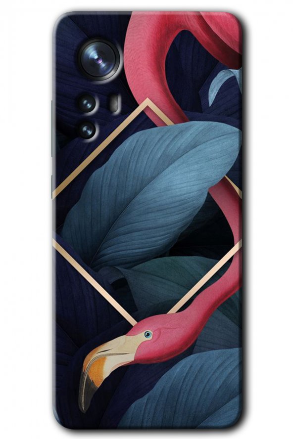 Xiaomi Mi 12 Pro Kılıf HD Desen Baskılı Arka Kapak - Flamingo Yaprak
