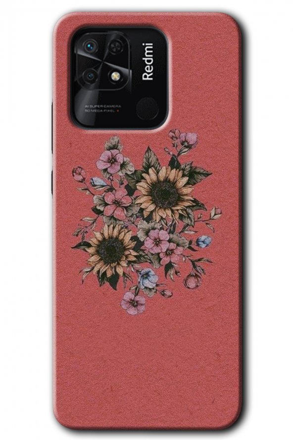 Redmi 10C Kılıf HD Desen Baskılı Arka Kapak - Retro Çiçek