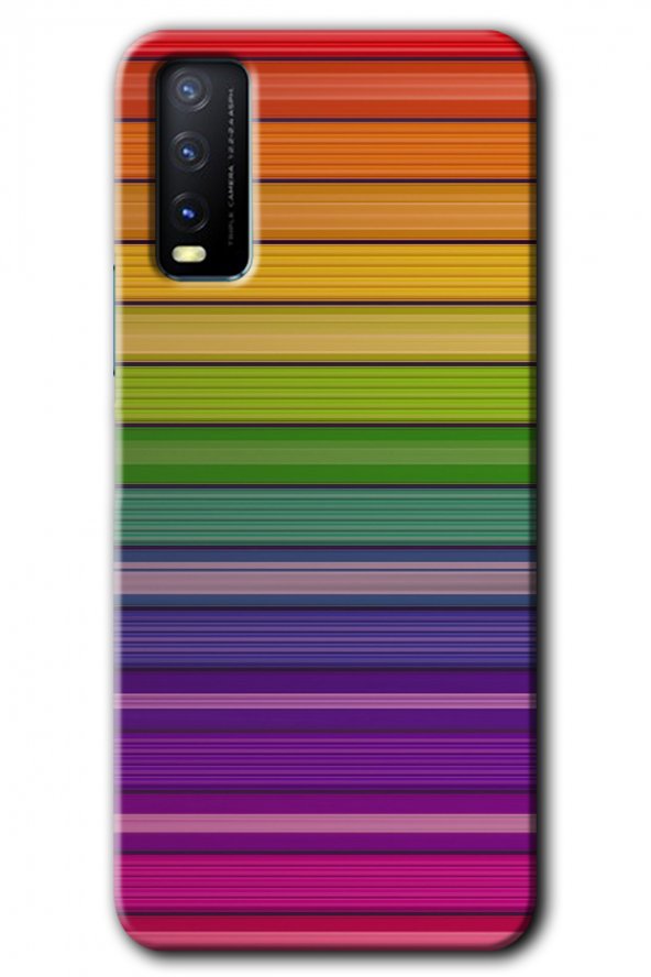 Vivo Y20 Kılıf HD Desen Baskılı Arka Kapak - Colorful Lines