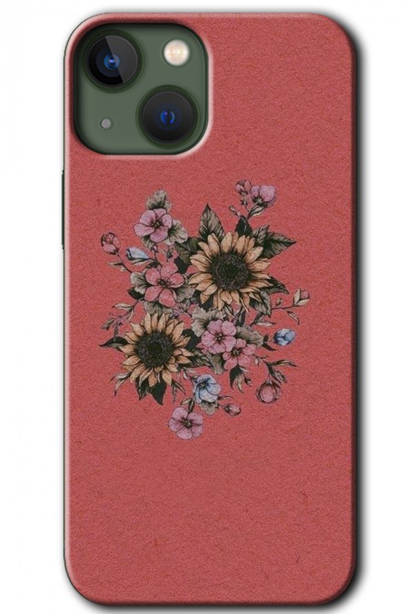 iPhone 13 Kılıf HD Desen Baskılı Arka Kapak - Retro Çiçek