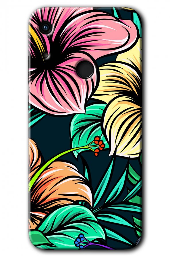 Huawei Y6s Kılıf HD Desen Baskılı Arka Kapak - Çizim Çiçekler