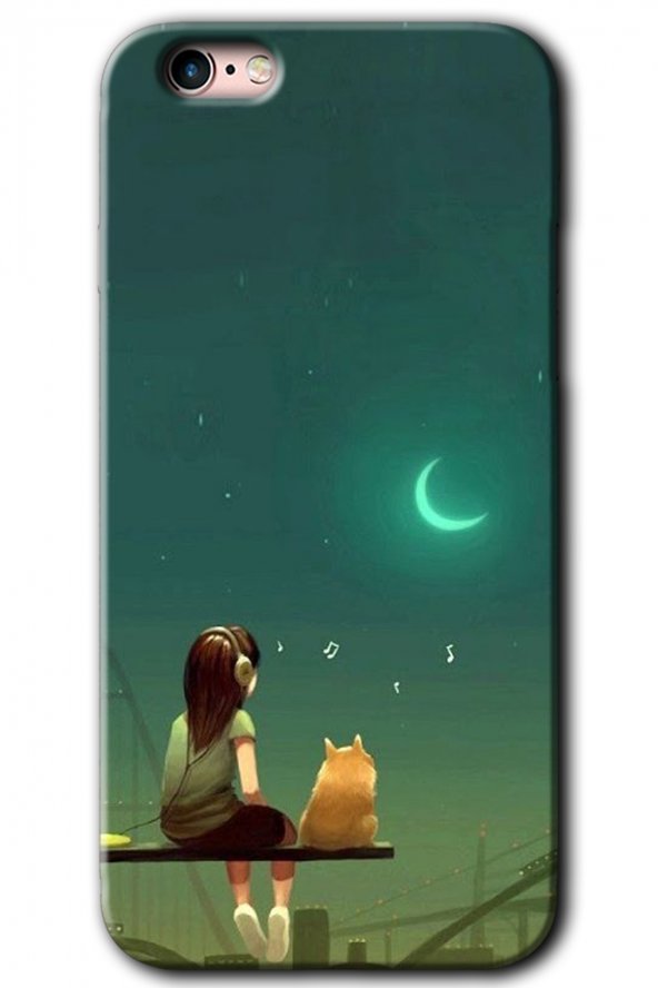 iPhone 6s Plus Kılıf HD Desen Baskılı Arka Kapak - Kedili Kız