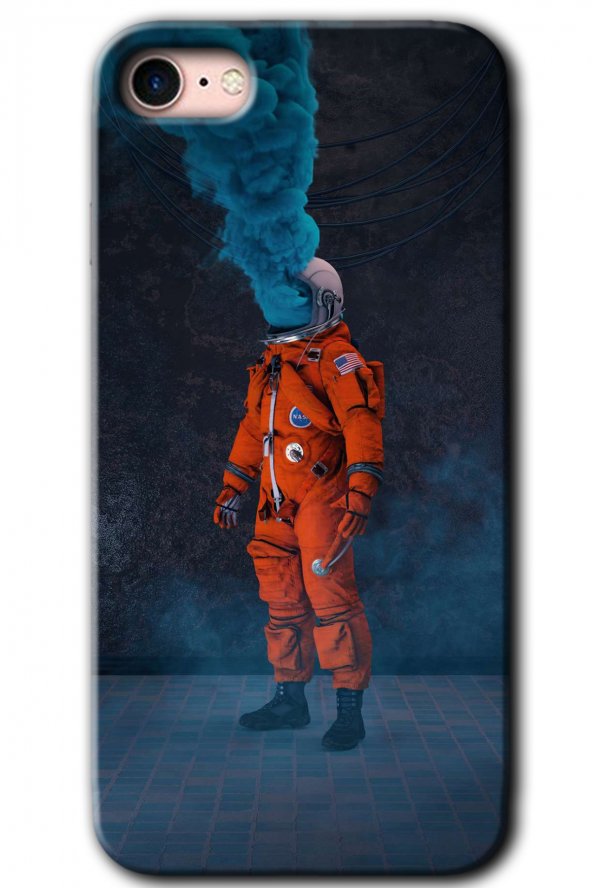 iPhone 7 Kılıf HD Desen Baskılı Arka Kapak - Smoke Astronot