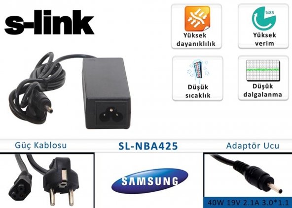 Slink Slnba425 40W 19V 2.1A 3.01.1 Samsung Notebook Adaptörü