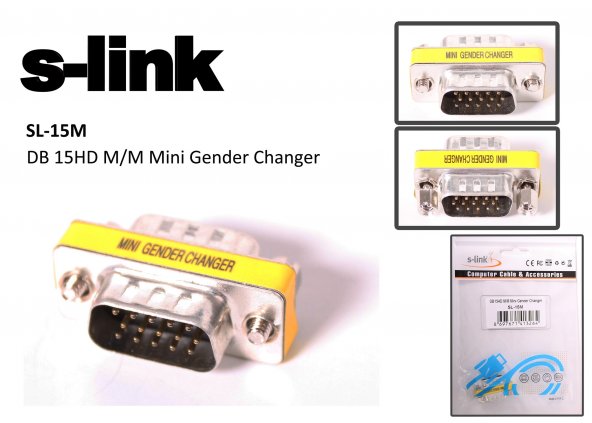 Slink Sl15M Vga Erkekerkek 15Pin Dönüştürücü