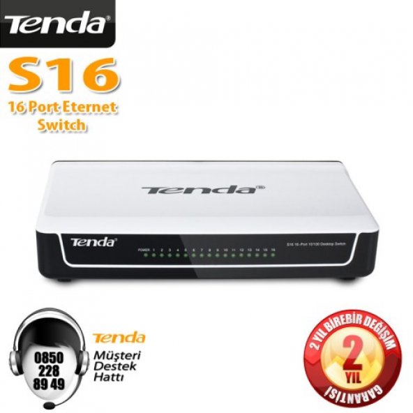 Tenda S16 16 Port 10100 Mbps Switch Plastik Kasa