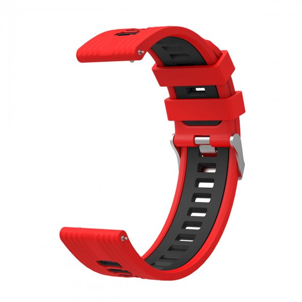 KNY Samsung Galaxy Watch 5 Pro (20 mm) İçin 2 Renkli Kademeli Silikon Kordon-Kayış KRD-55 Kırmızı