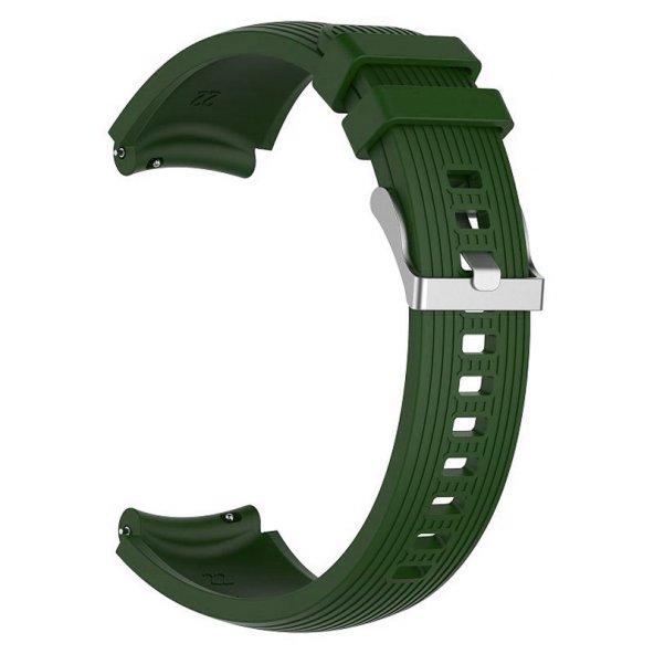 KNY Samsung Galaxy Watch 5 Pro (20mm) İçin Çizgili Silikon Kayış-Kordon Yeşil - Siyah