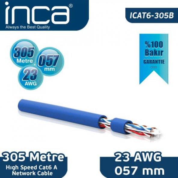 Inca Cat6 23 Awg 57Mm Yüzde 99 5 Bakir Kablo 305Mt