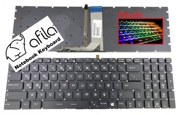MSI GS60 GE72 GL72 Uyumlu Notebook Klavye (Siyah Işıklı TR) - RGB