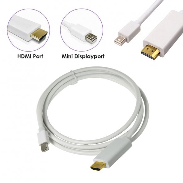 Mini Displayport To Hdmi Kablo Thunderbolt Macbook Tv Bağlantı 3M