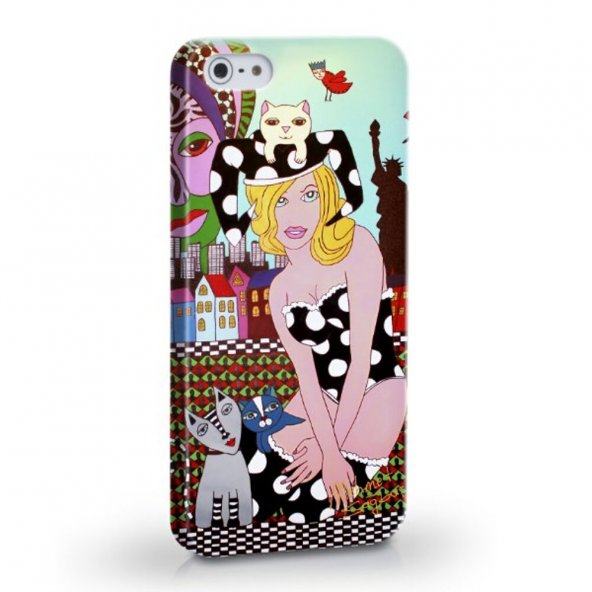 Biggdesign Kedili Kız iPhone 5/5S Telefon Kapağı
