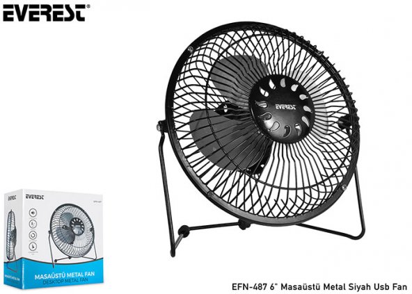 Everest EFN-487 6" Masa Metal Siyah-beyaz Usb Fan