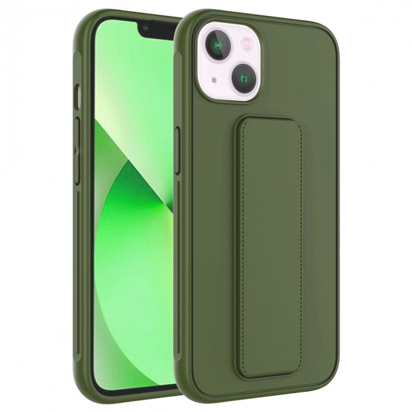 KNY Apple İphone 14 Plus Kılıf Ultra Korumalı Renkli Standlı Qstand Silikon Yeşil