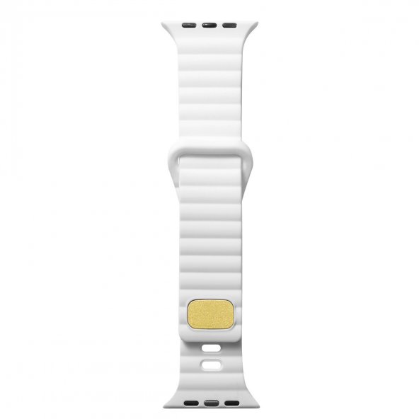 Pilanix Apple Watch 7 45 MM İçin Düz Desenli Silikon Kayış-Kordon KRD-73 Beyaz