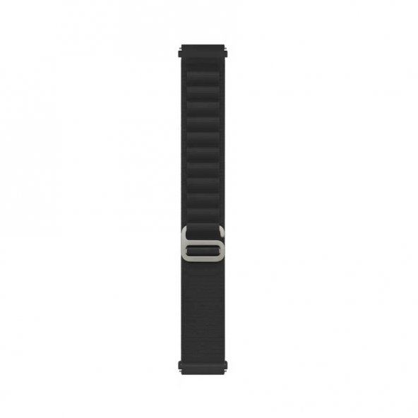 Pilanix Huawei Watch GT 2 42 MM (20MM) İçin Kumaş Desenli Naylon Kayış-Kordon KRD-74 Siyah UV10536