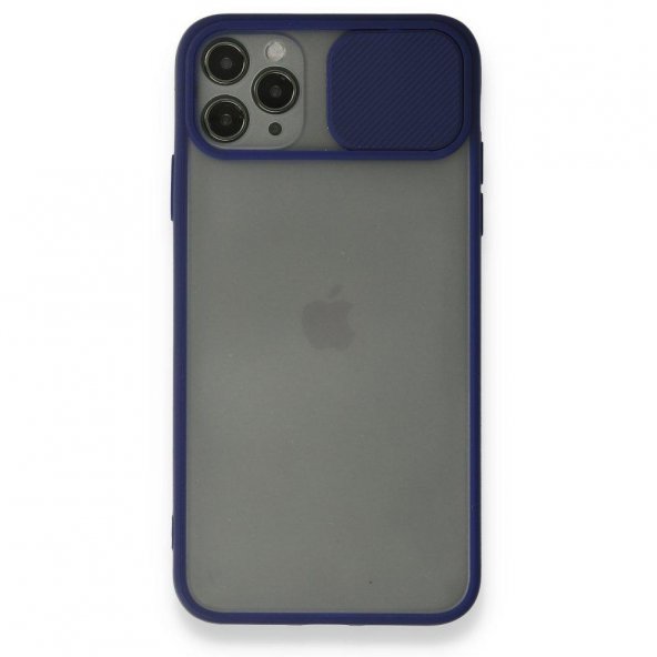 BSSM iPhone 11 Pro Max Kılıf Palm Buzlu Kamera Sürgülü Silikon - Lacivert