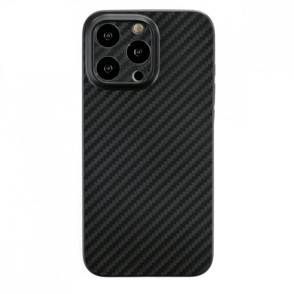 BSSM iPhone 13 Pro Max Kılıf Karbon PP Silikon - Siyah