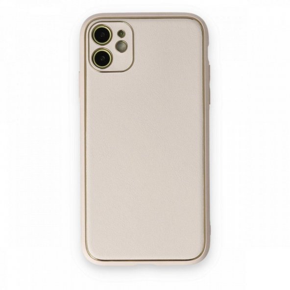 BSSM iPhone 12 Kılıf Coco Deri Silikon Kapak - Beyaz
