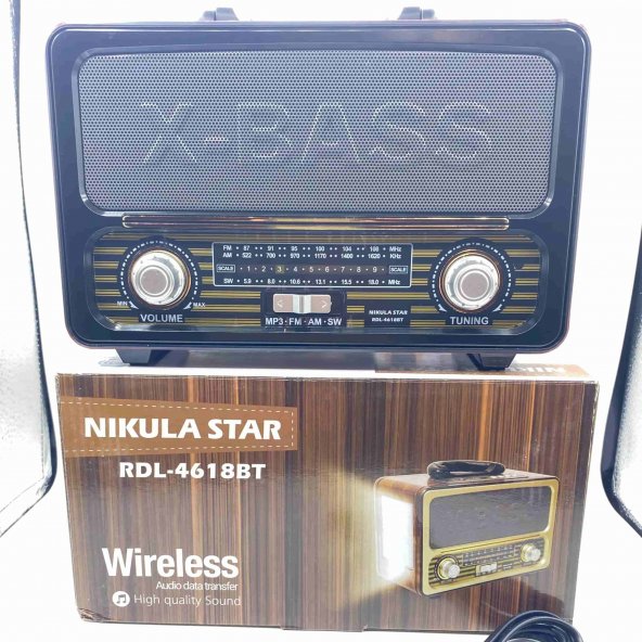 Nikula Star (TF Card-Bluetooth-Usb-Aux) Işıldaklı XBASS Radyo RDL-4618BT