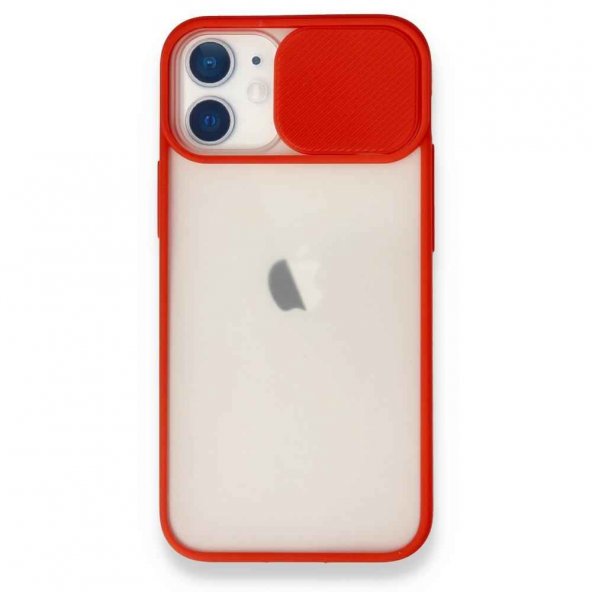 iPhone 11 Kılıf Palm Buzlu Kamera Sürgülü Silikon - Kırmızı