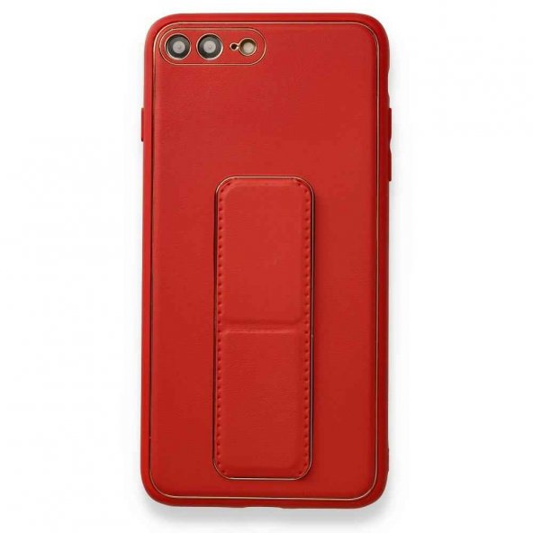 iPhone 7 Plus Kılıf Coco Deri Standlı Kapak - Kırmızı