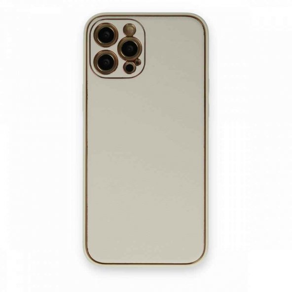 iPhone 12 Pro Max Kılıf Coco Deri Silikon Kapak - Beyaz