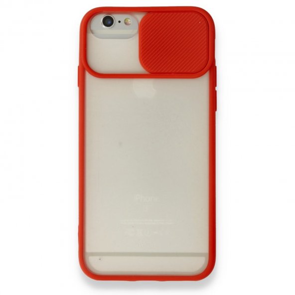 iPhone 6 Kılıf Palm Buzlu Kamera Sürgülü Silikon - Kırmızı