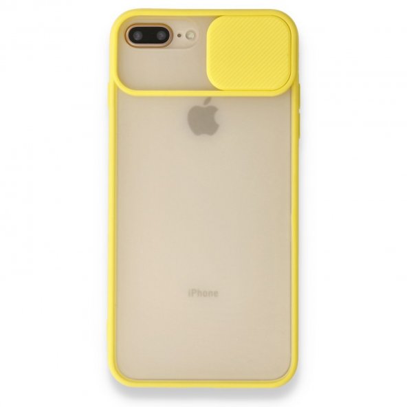 iPhone 8 Plus Kılıf Palm Buzlu Kamera Sürgülü Silikon - Sarı