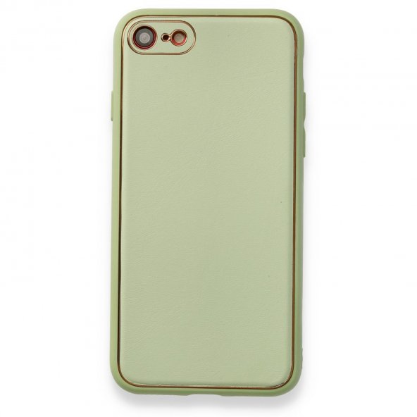 iPhone 8 Kılıf Coco Deri Silikon Kapak - Açık Yeşil