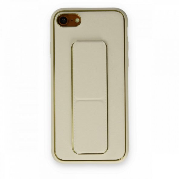 iPhone 8 Kılıf Coco Deri Standlı Kapak - Beyaz