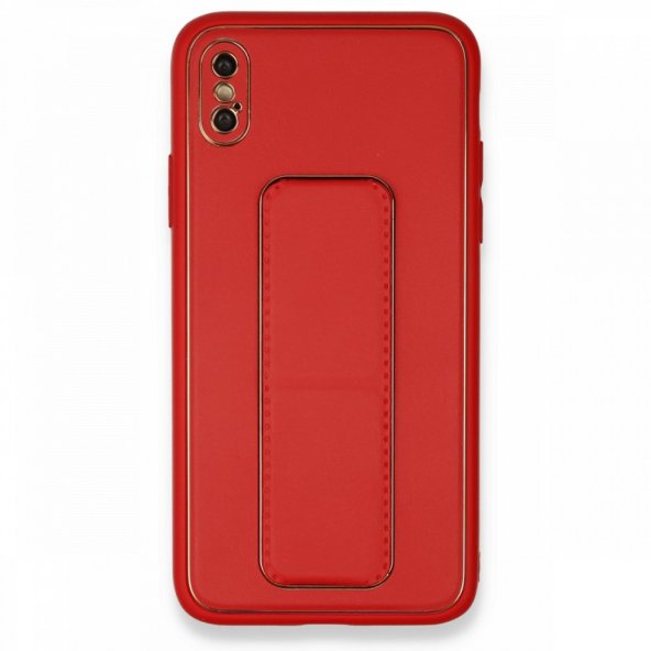 iPhone XS Max Kılıf Coco Deri Standlı Kapak - Kırmızı