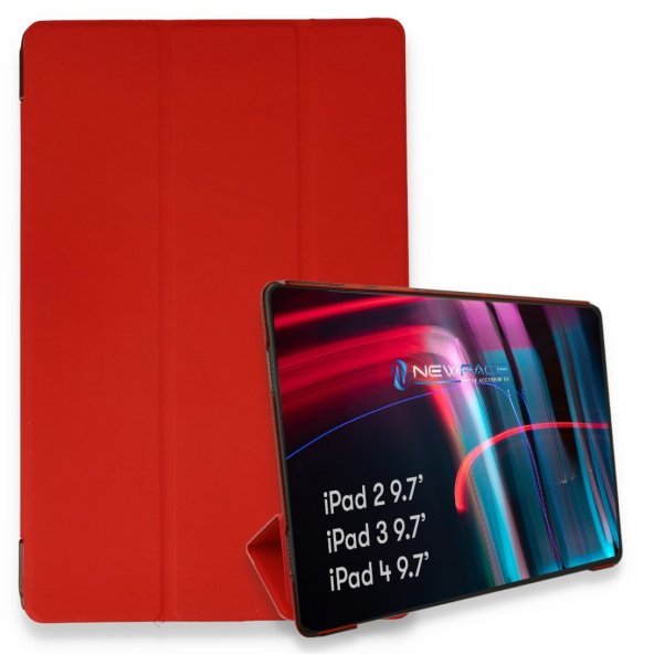 iPad 2 9.7 Kılıf Tablet Smart Kılıf - Kırmızı