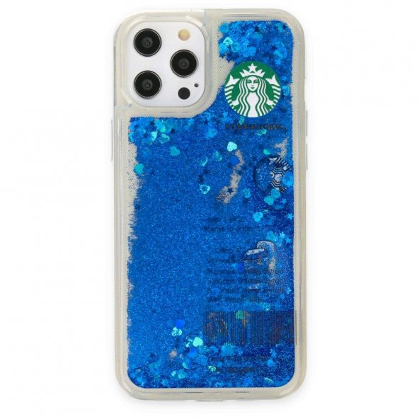 BSSM iPhone 12 Pro Max Kılıf Starbuck Sulu Silikon - Mavi