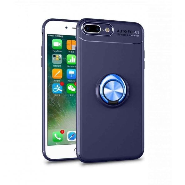 iPhone 8 Plus Kılıf Range Yüzüklü Silikon - Mavi