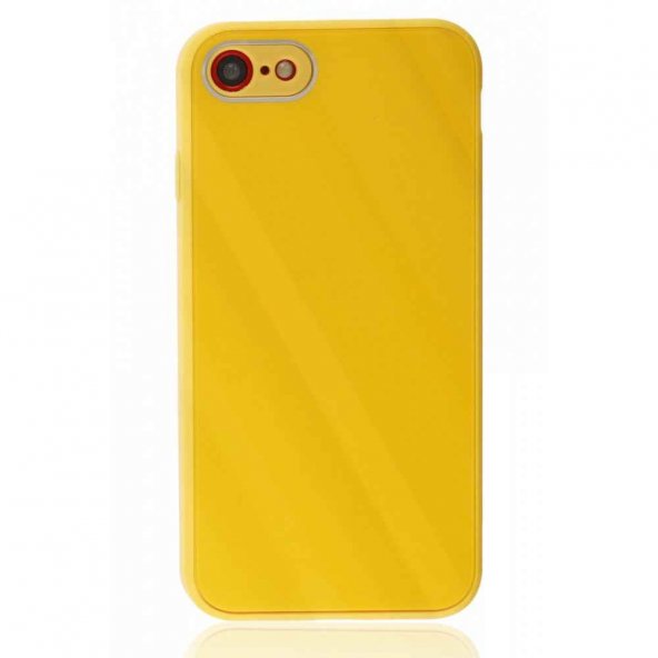 iPhone SE 2020 Kılıf Glass Kapak - Sarı