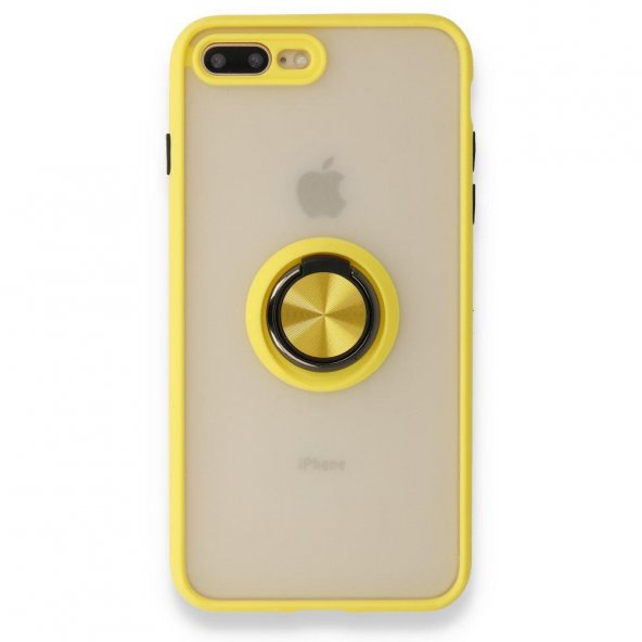 BSSM iPhone 7 Plus Kılıf Montreal Yüzüklü Silikon Kapak - Sarı