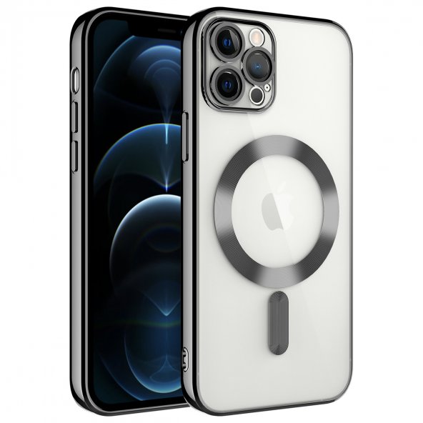 KNY Apple İphone 14 Pro Max Kılıf Kamera Korumalı Laser Magsafeli Demre Silikon Siyah
