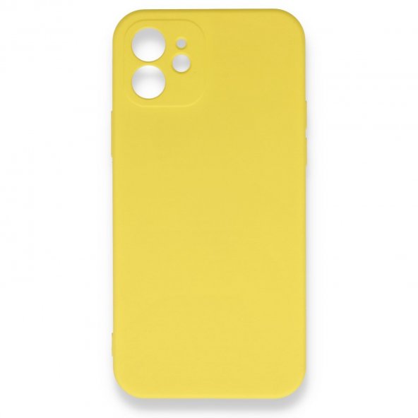 iPhone 12 Kılıf Nano içi Kadife Silikon - Sarı
